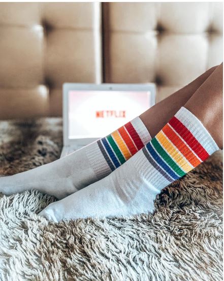 Pegada Socks - Meias Riscas Branca