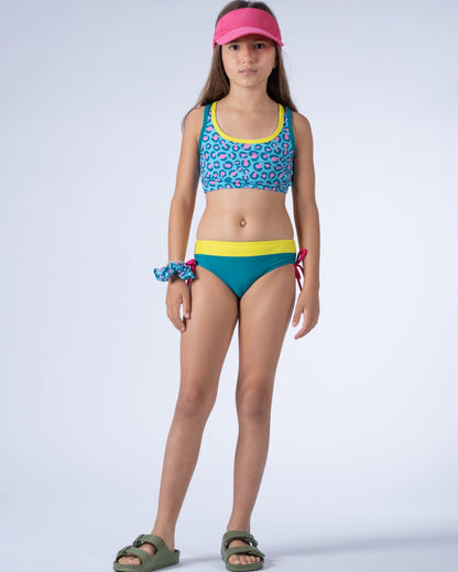 Paper Boat - Teal animal dots bikini